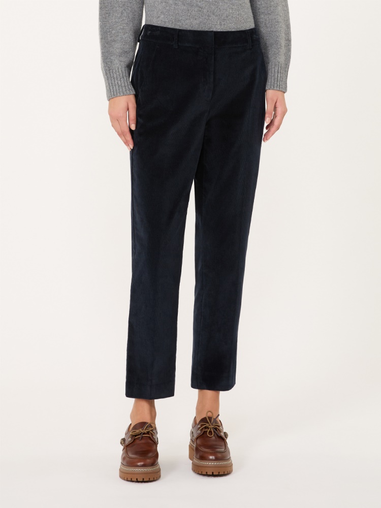 Cotton velvet cropped trousers - ULTRAMARINE - Max Mara - 2