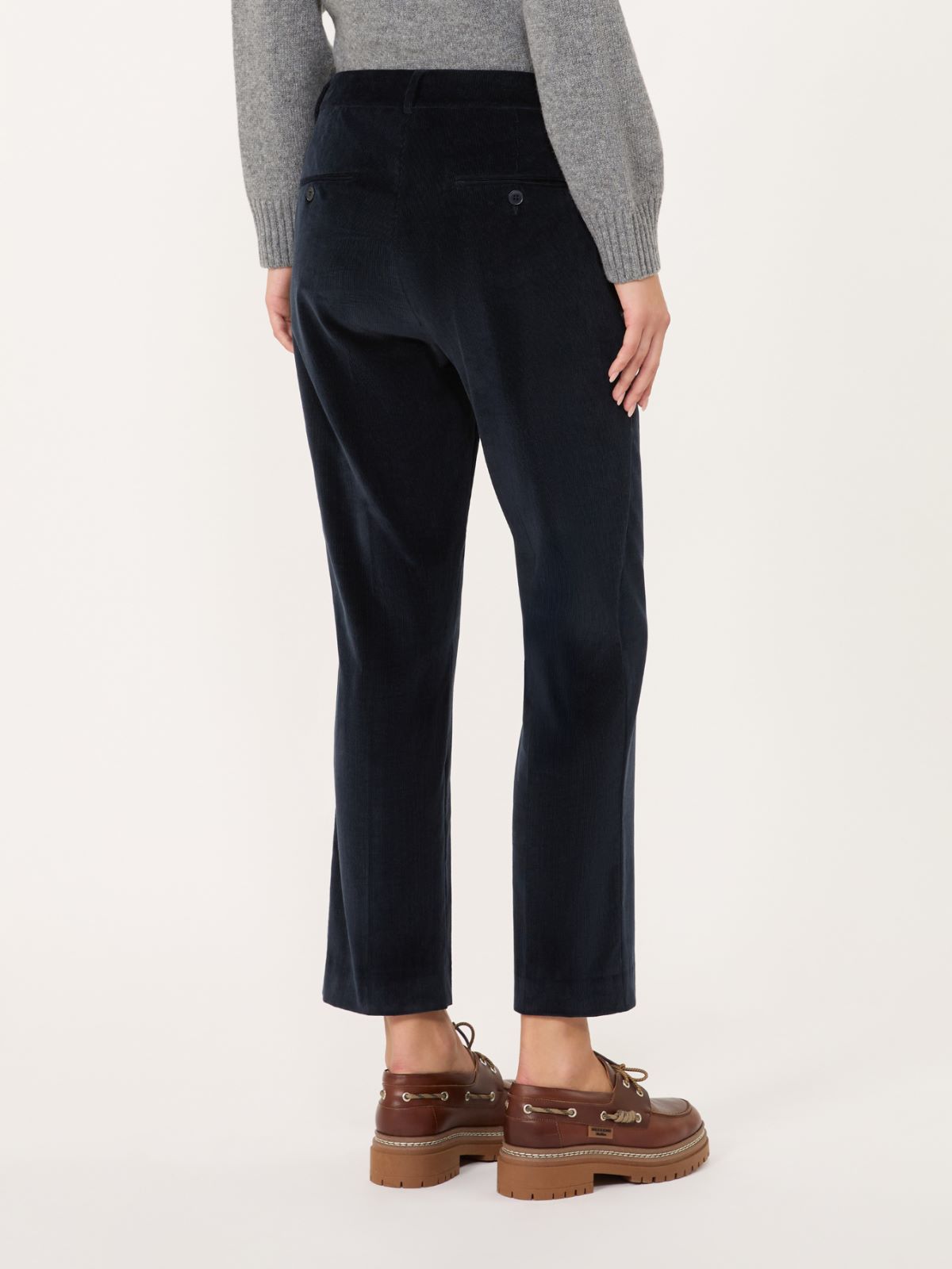 Cotton velvet cropped trousers - ULTRAMARINE - Max Mara - 3