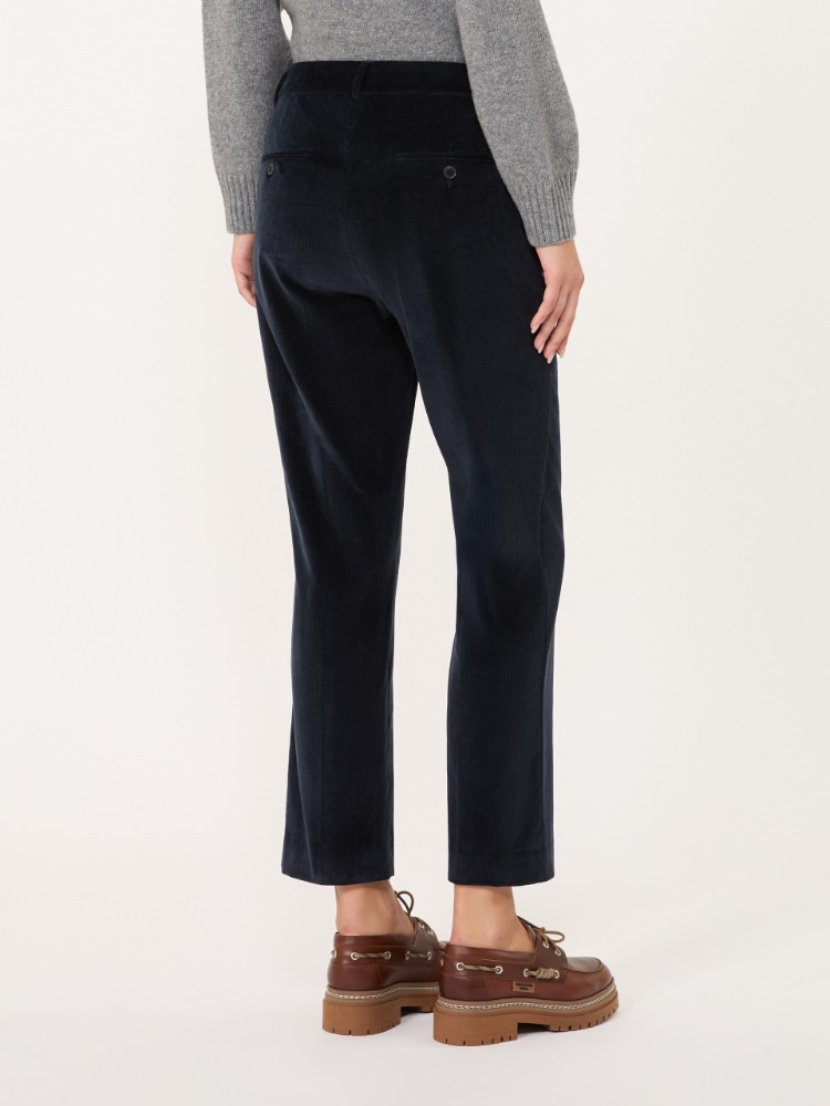 Cotton velvet cropped trousers - ULTRAMARINE - Max Mara - 3