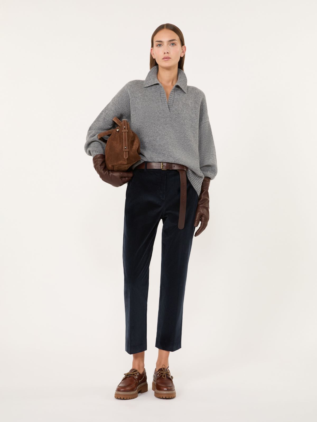Cotton velvet cropped trousers + ULTRAMARINE - Max Mara
