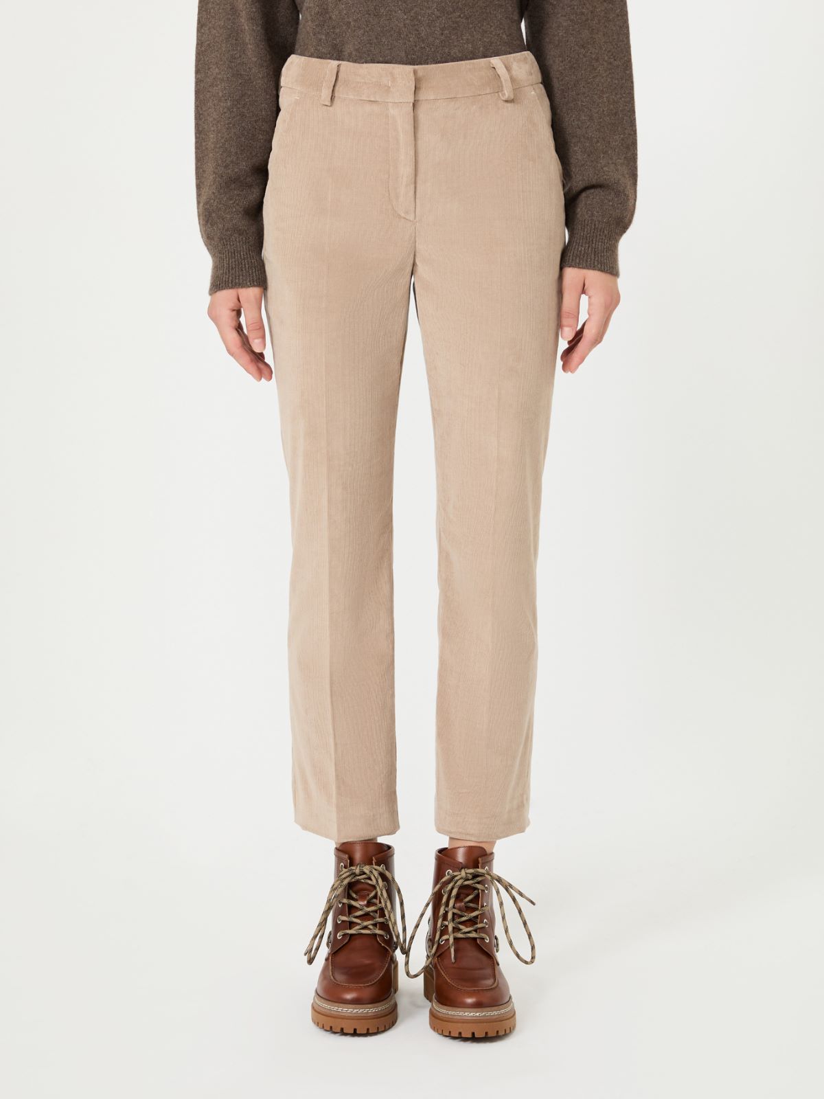Cotton velvet cropped trousers - SAND - Max Mara - 2