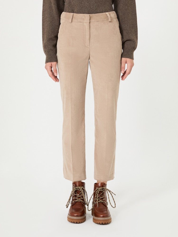 Cotton velvet cropped trousers - SAND - Max Mara - 2