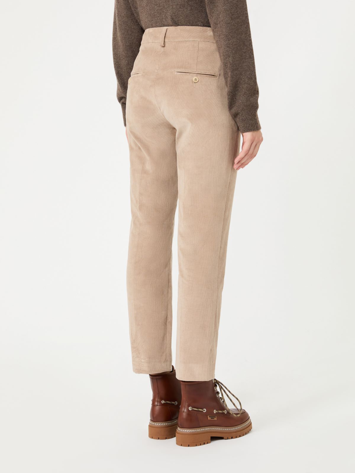 Cotton velvet cropped trousers - SAND - Max Mara - 3