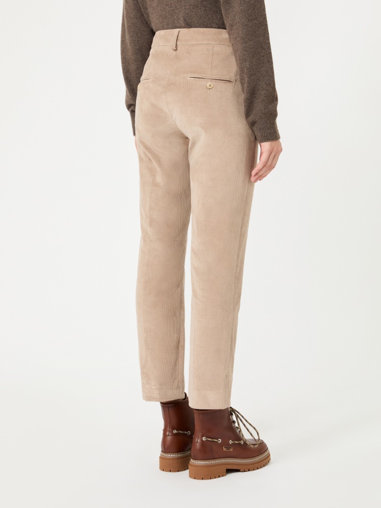 Cotton velvet cropped trousers - SAND - Max Mara - 3