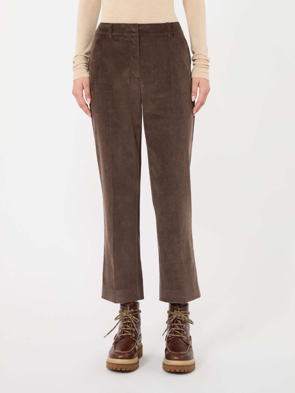 Cotton velvet cropped trousers - BROWN - Max Mara - 2