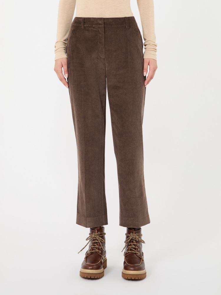 Cotton velvet cropped trousers - BROWN - Max Mara - 2