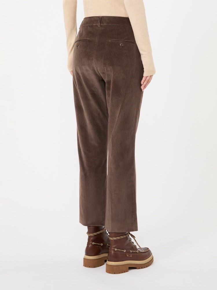 Cotton velvet cropped trousers - BROWN - Max Mara - 3