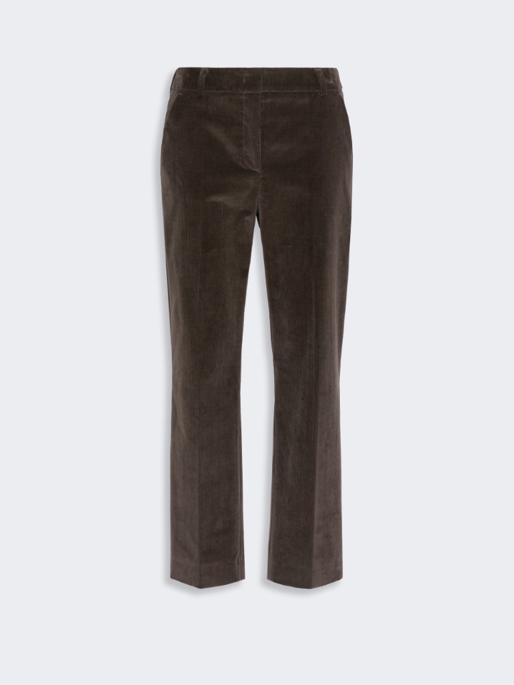 Cotton velvet cropped trousers - DARK BROWN