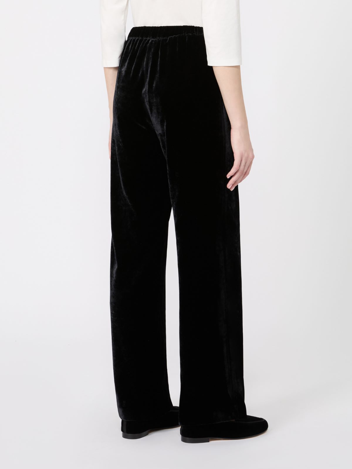 Velvet palazzo trouser - BLACK - Max Mara - 3