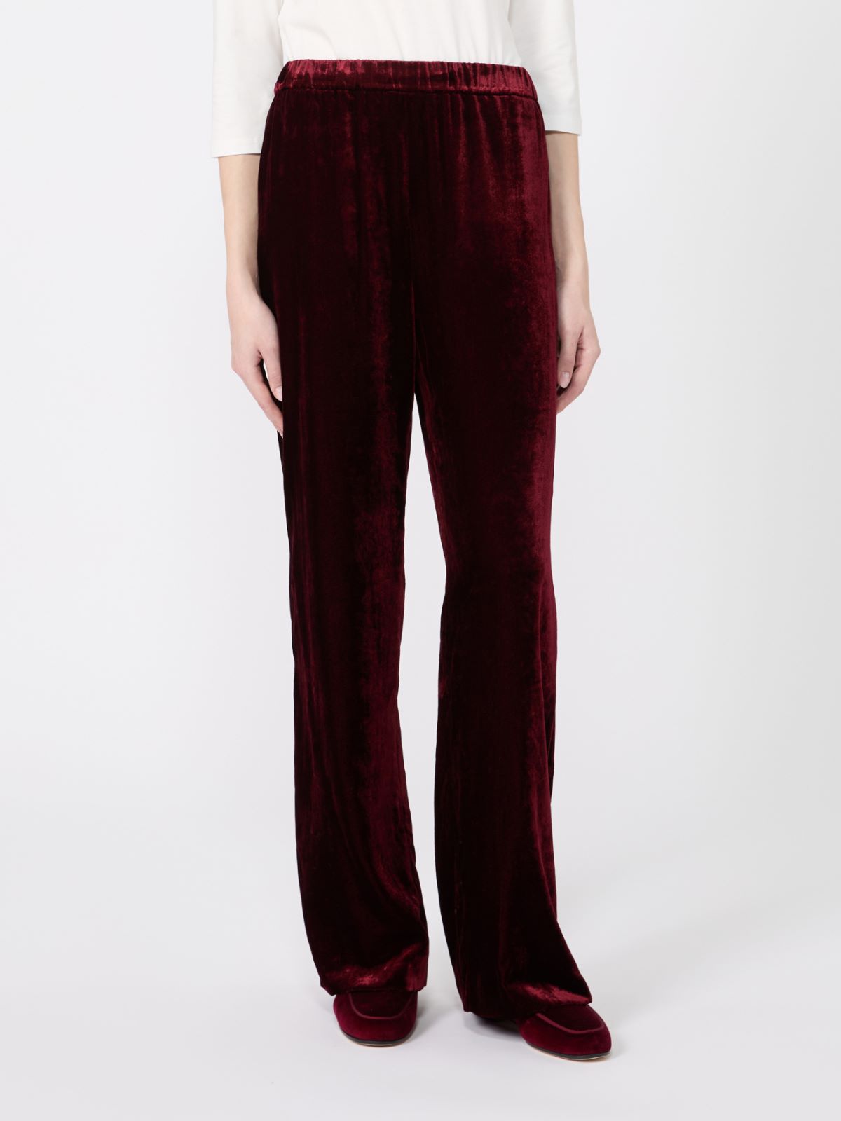 Velvet palazzo trouser - BORDEAUX - Max Mara - 2