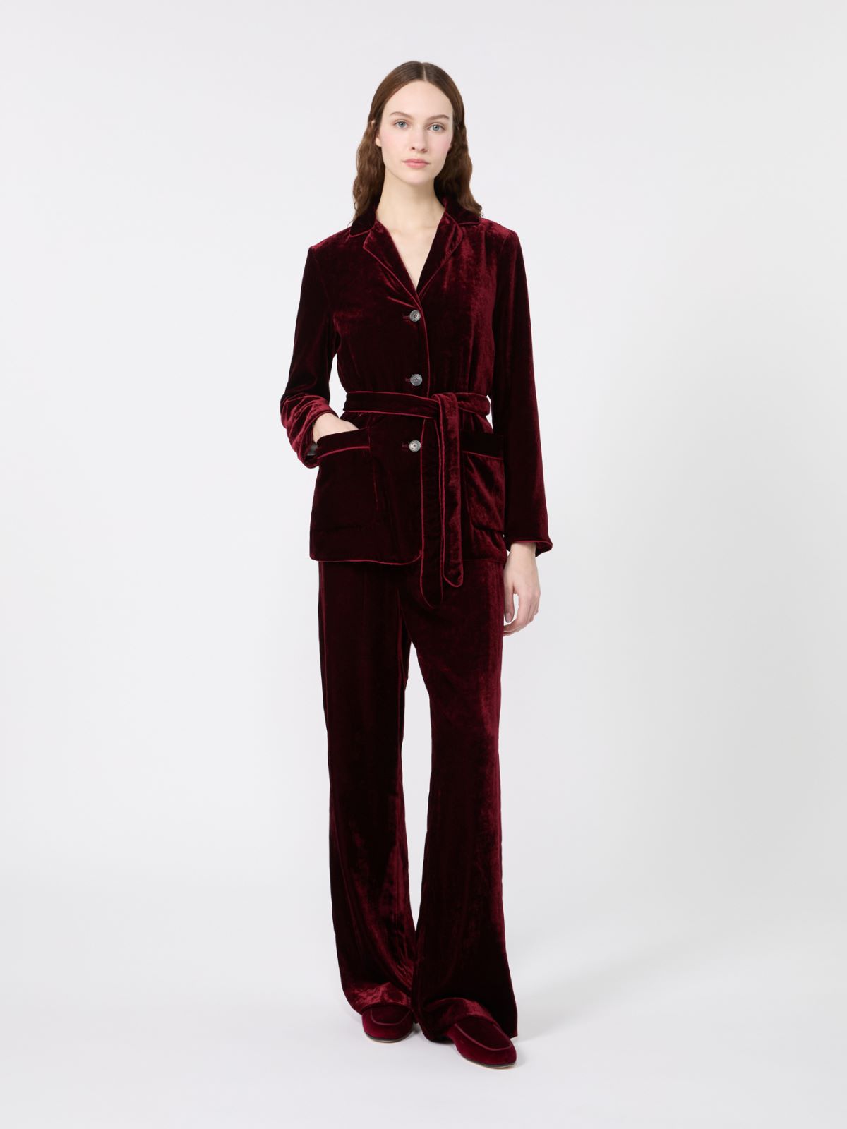 Velvet palazzo trouser - BORDEAUX - Max Mara