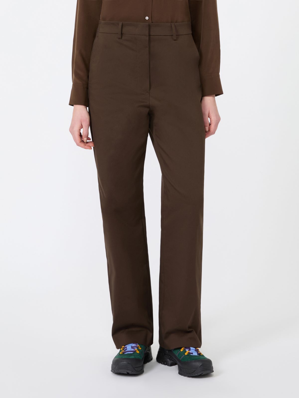 Cotton satin trousers - BROWN - Max Mara - 2