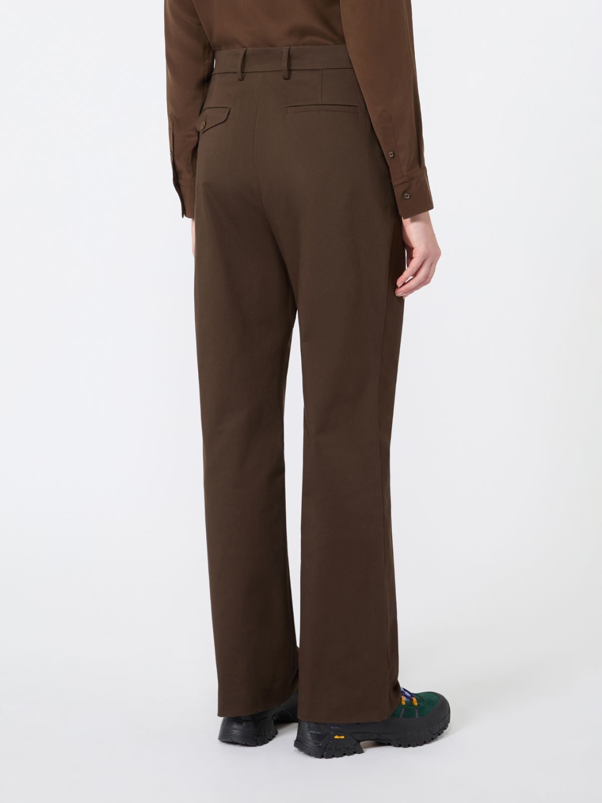 Cotton satin trousers - BROWN - Max Mara - 3