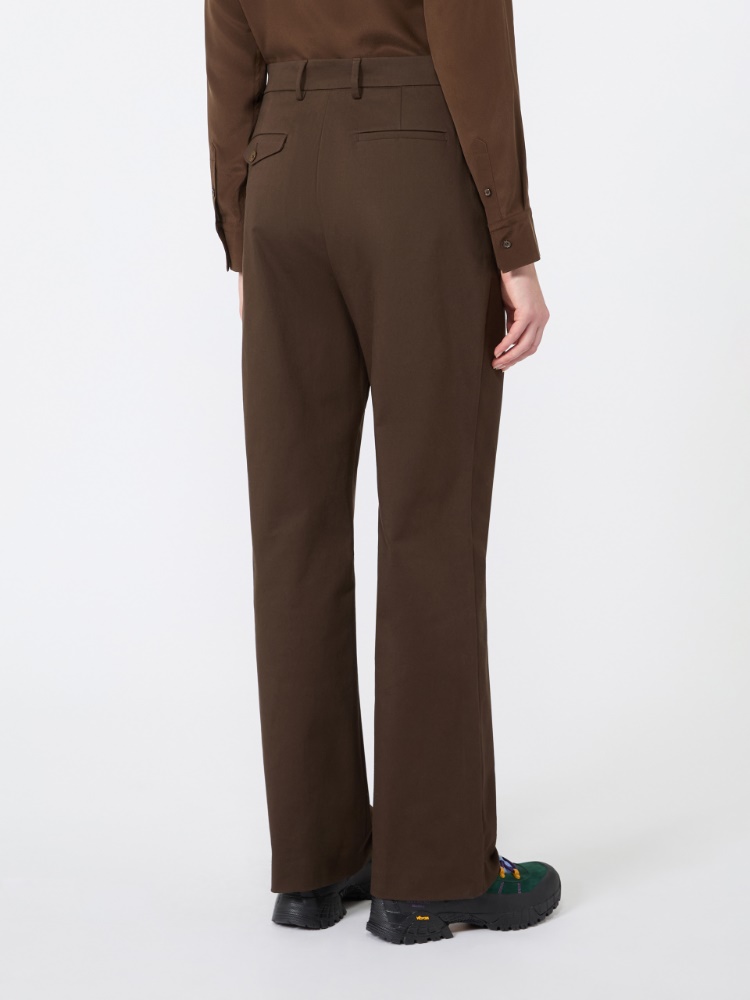 Cotton satin trousers - BROWN - Max Mara - 3