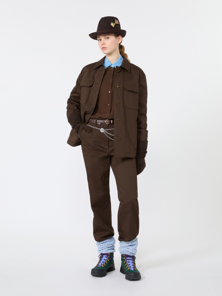 Cotton satin trousers - BROWN
