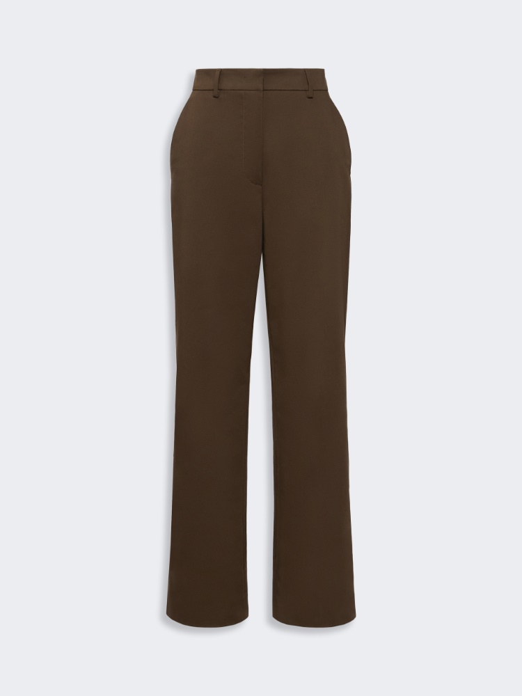 Cotton satin trousers - BROWN