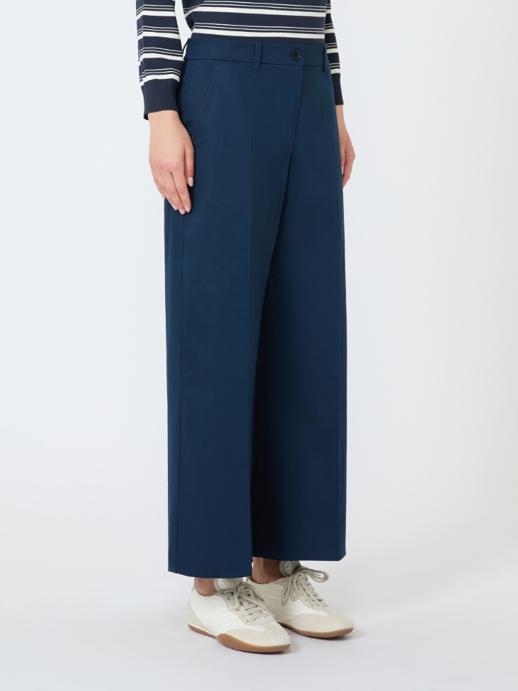 Cotton satin trousers - NAVY - 2