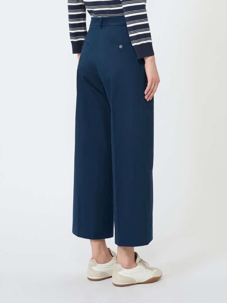 Cotton satin trousers - NAVY - 3