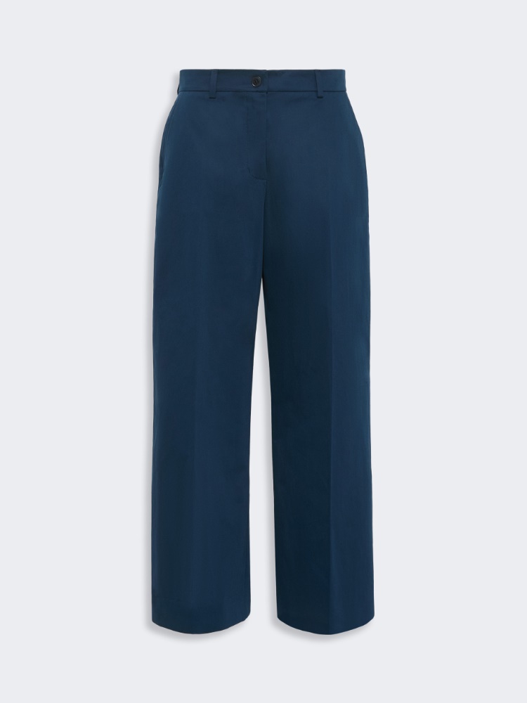 Cotton satin trousers - NAVY - 4