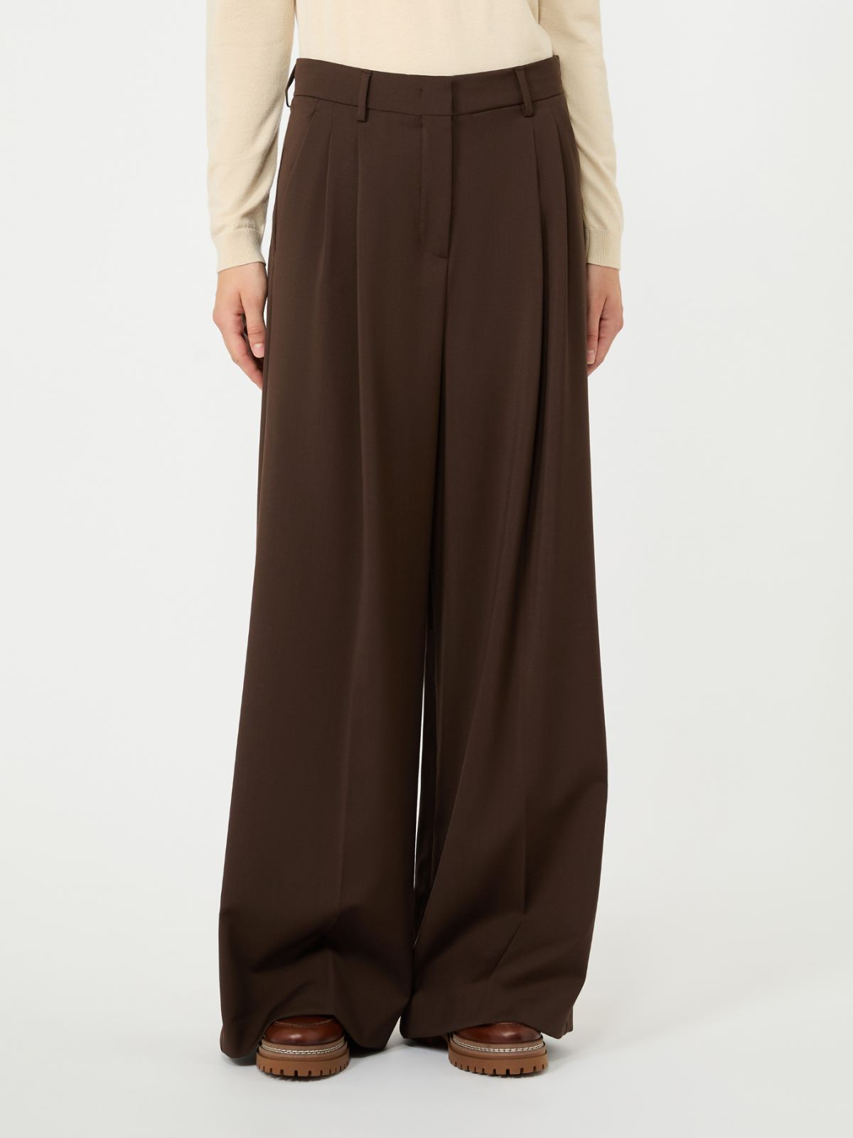 Woollen cloth trousers - DARK BROWN - Max Mara - 2