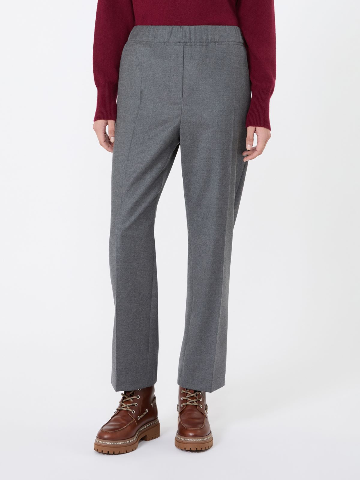 Stretch wool flannel trousers - MEDIUM GREY - Max Mara - 2