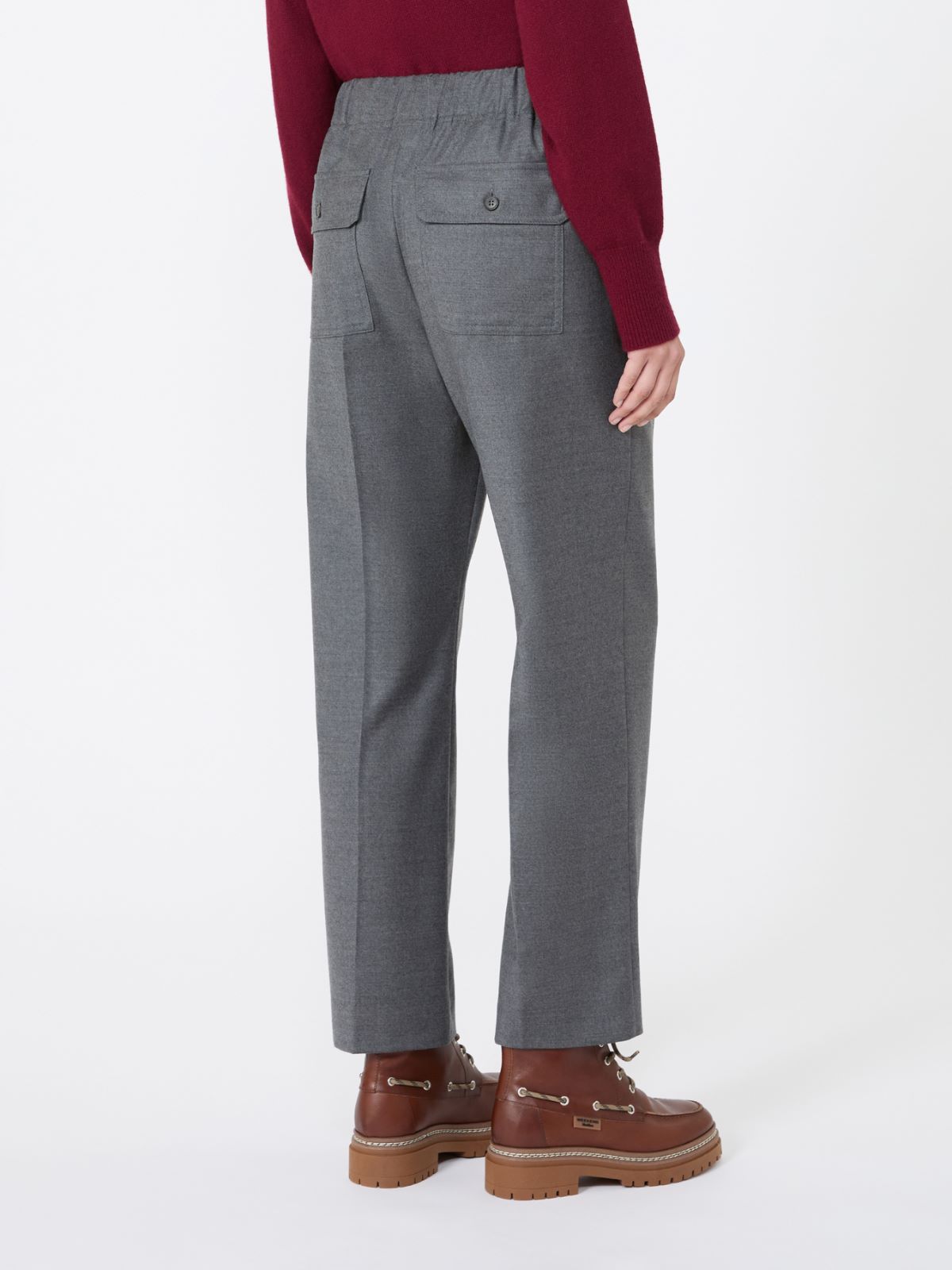 Stretch wool flannel trousers - MEDIUM GREY - Max Mara - 3