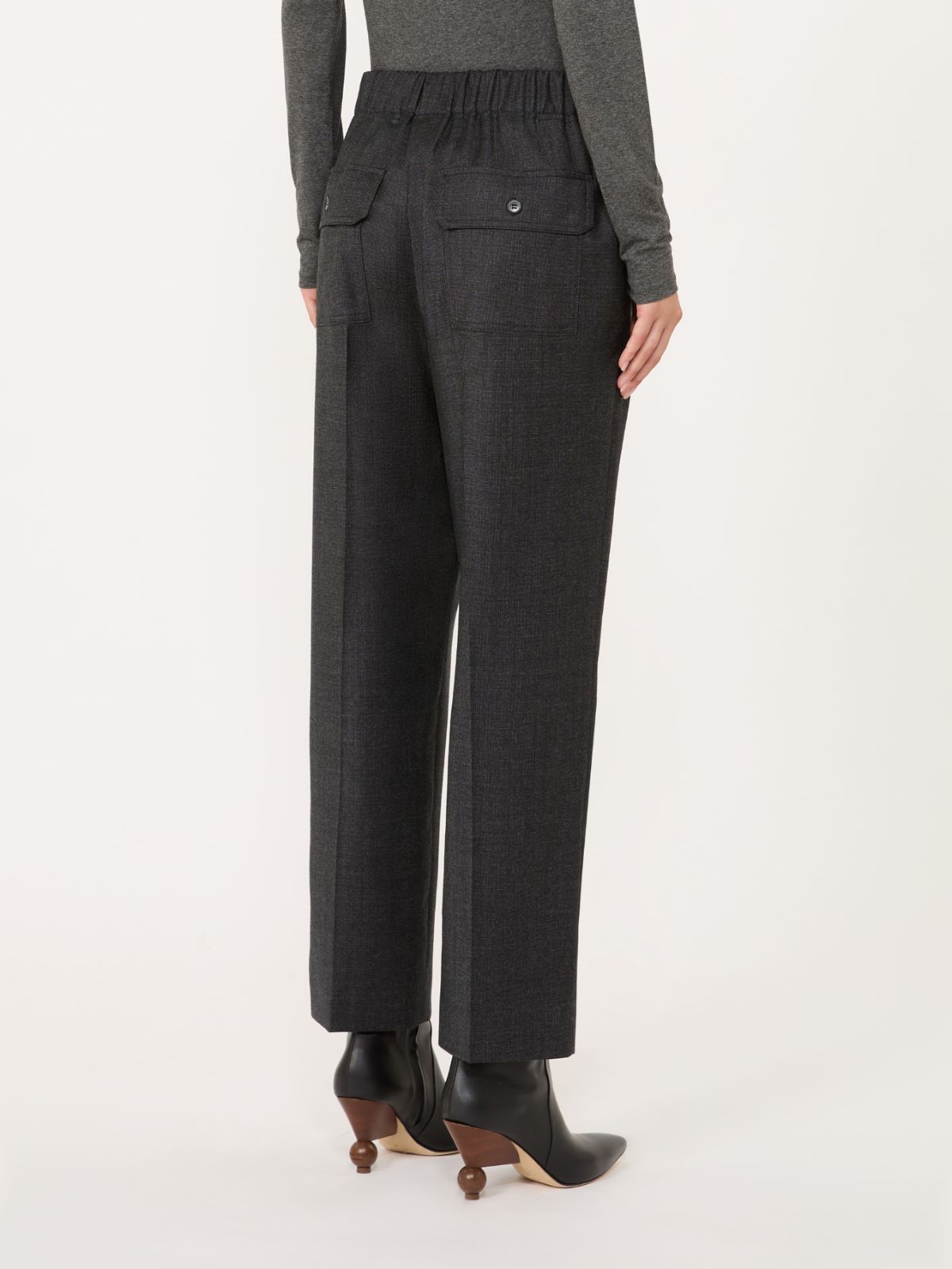 Stretch wool flannel trousers - DARK GREY - Max Mara - 3