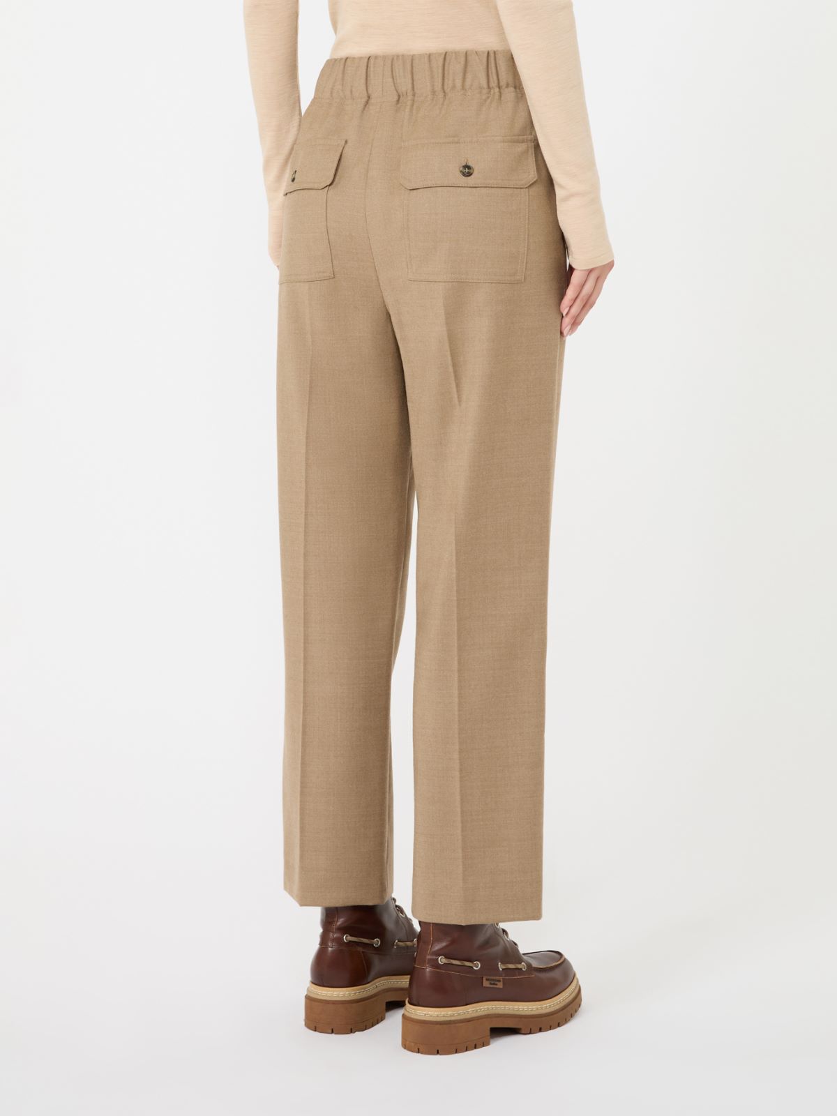 Stretch wool flannel trousers - CAMEL - Max Mara - 3