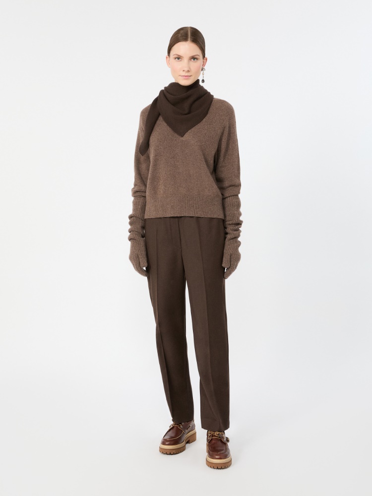 [ハテレイ] ストレッチ ウール フランネル パンツ + BROWN - Max Mara