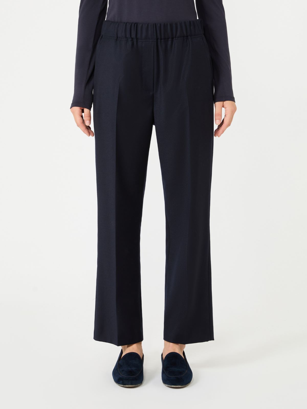 Stretch wool flannel trousers - NAVY - Max Mara - 2