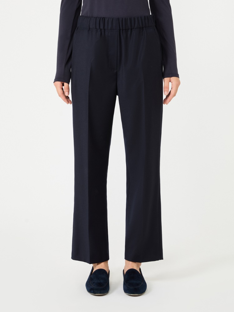 Stretch wool flannel trousers - NAVY - Max Mara - 2