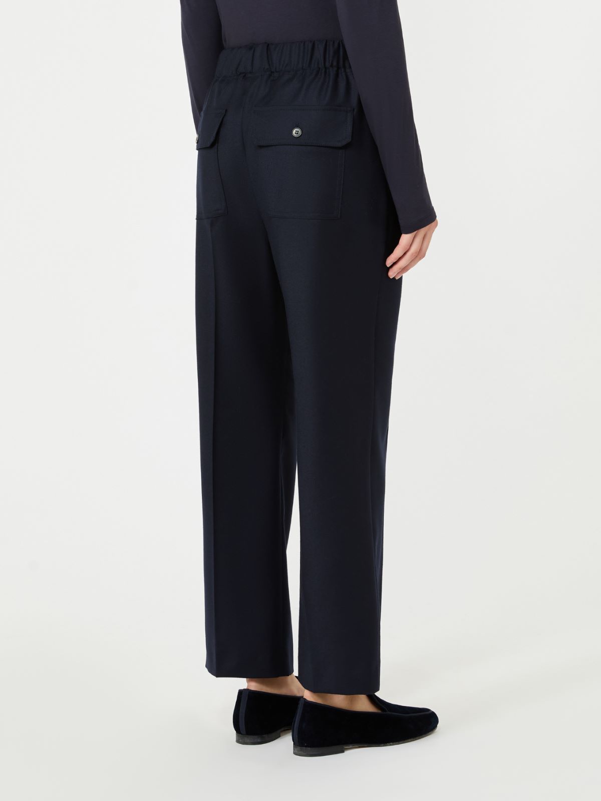 Stretch wool flannel trousers - NAVY - Max Mara - 3