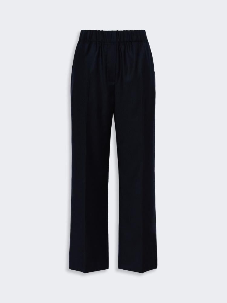 Stretch wool flannel trousers - NAVY