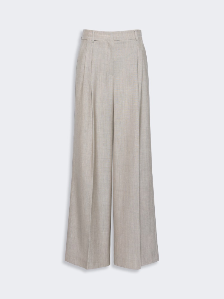 Wide-leg woollen cloth trousers - HAZELNUT BROWN