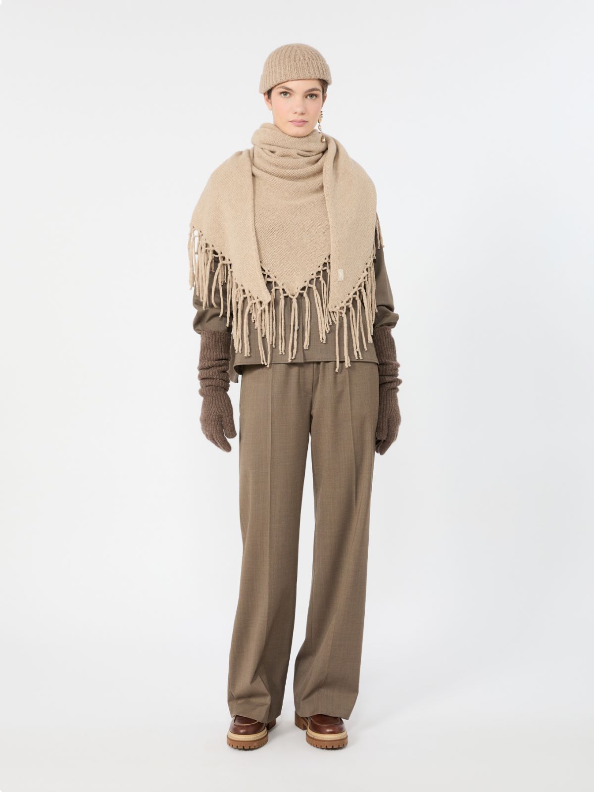 Stretch wool batavia trousers - MARRON GLACE' - Max Mara