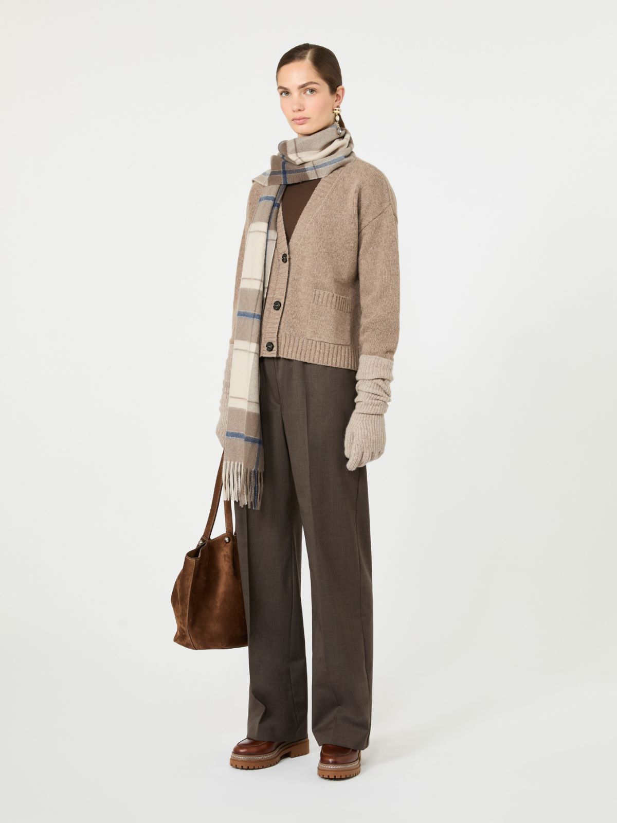 Stretch wool batavia trousers - BROWN - Max Mara