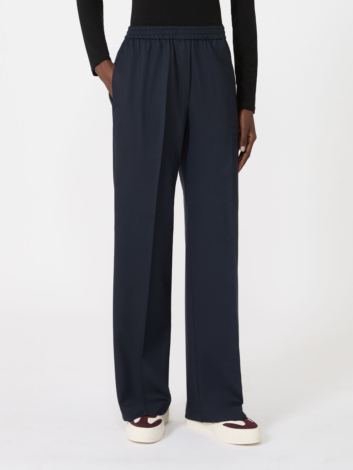 Stretch wool batavia trousers - NAVY - Max Mara - 2
