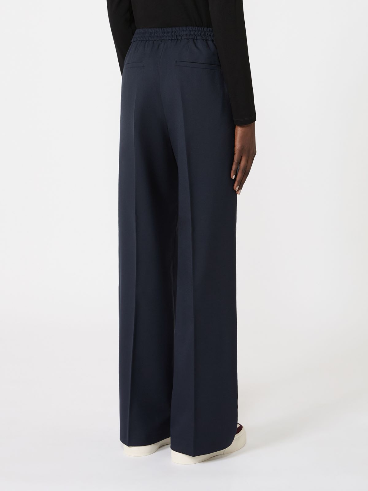 Stretch wool batavia trousers - NAVY - Max Mara - 3