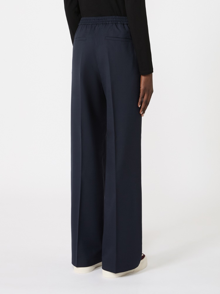 Stretch wool batavia trousers - NAVY - Max Mara - 3