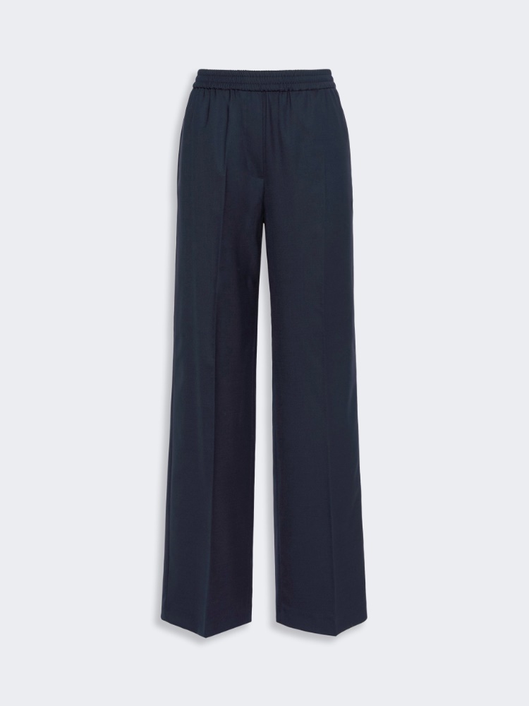 Stretch wool batavia trousers - NAVY