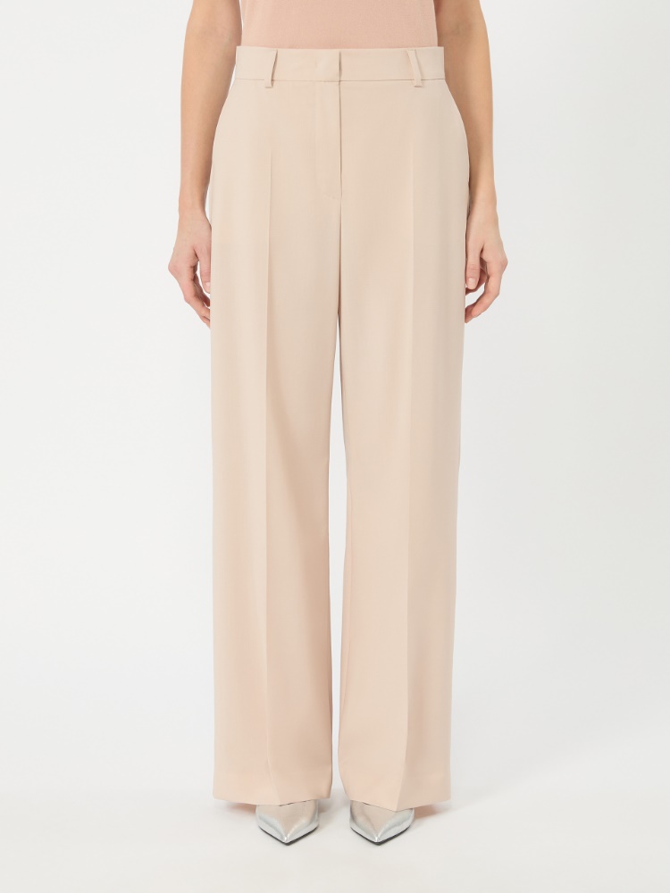 Stretch wool palazzo trousers - POWDER - 2