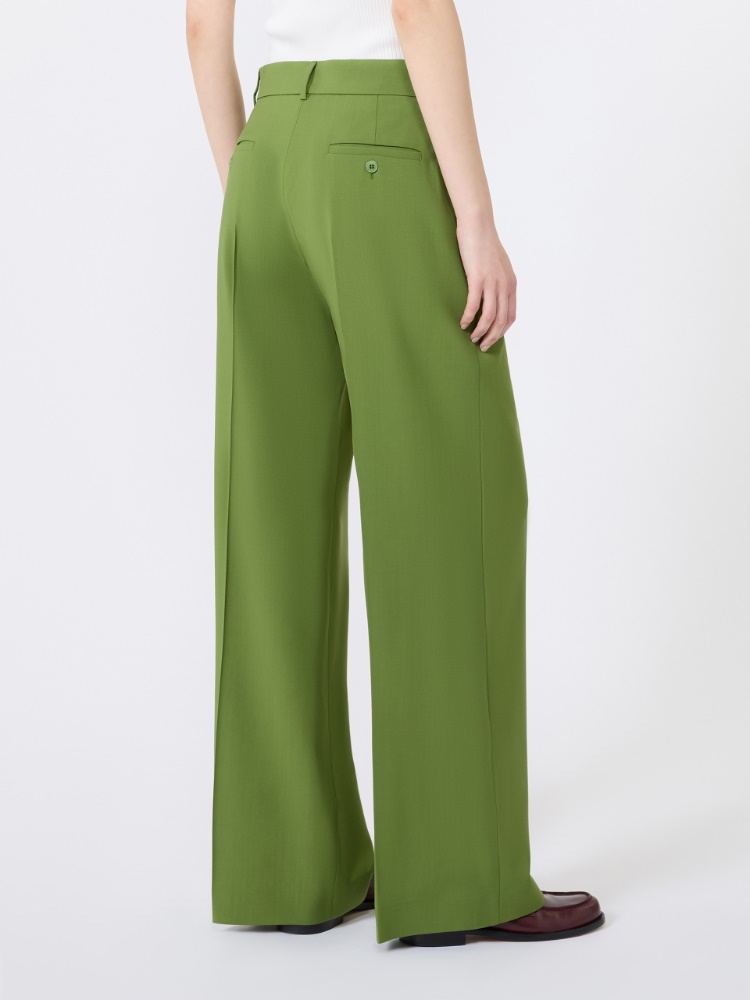 Pantalon palazzo en laine stretch - VERT - 3
