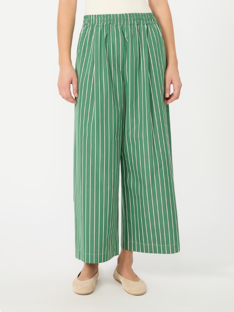 Cotton poplin trousers - GREEN - 2