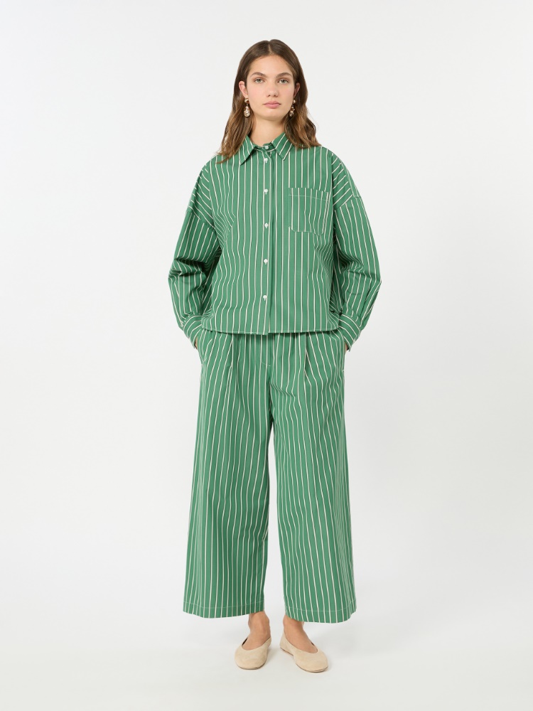 Cotton poplin trousers - GREEN