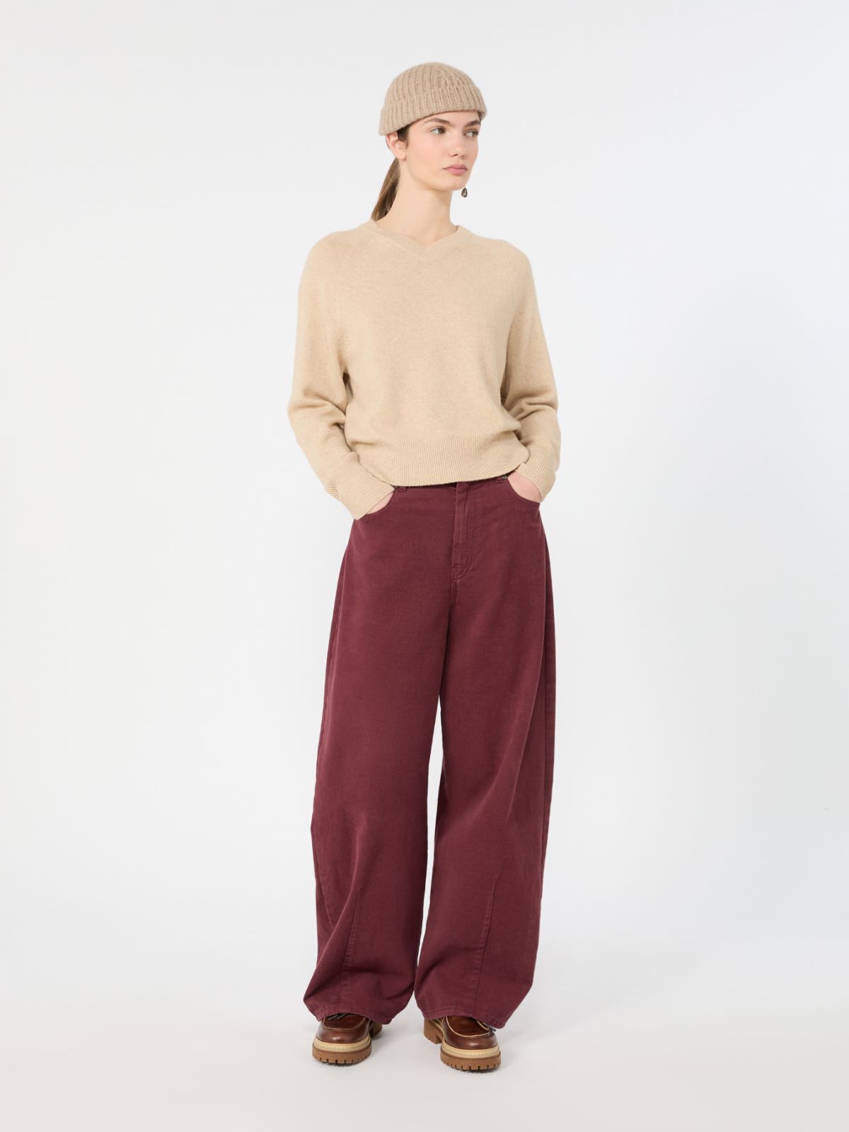 Cotton drill trousers + BORDEAUX - Max Mara