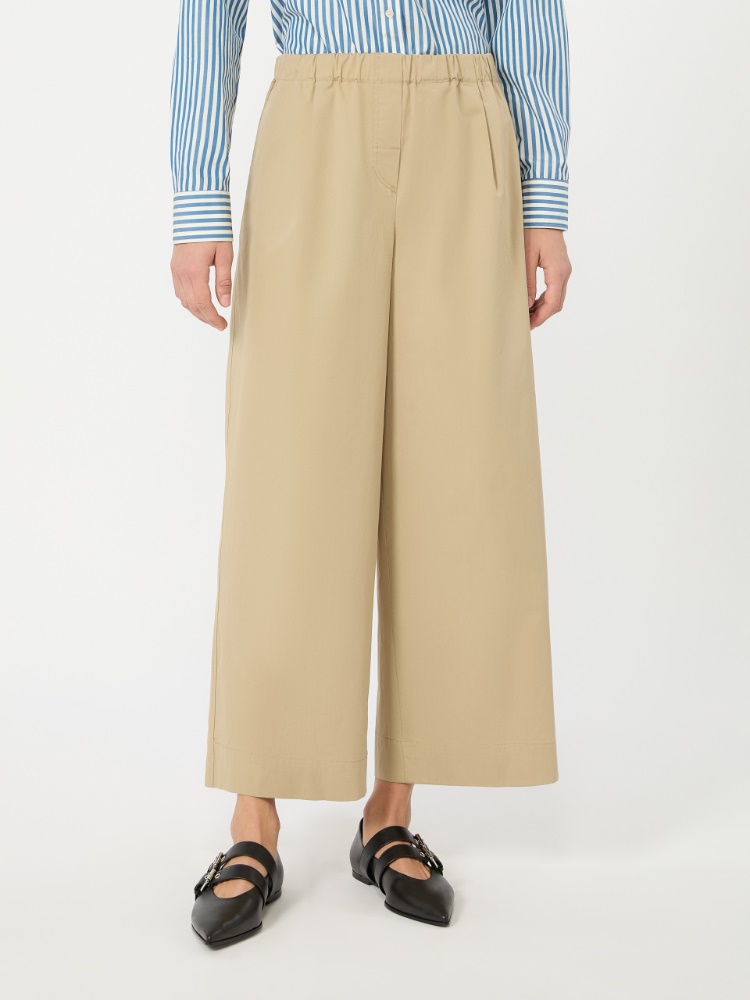 Flared cotton gabardine trousers - BEIGE - 2