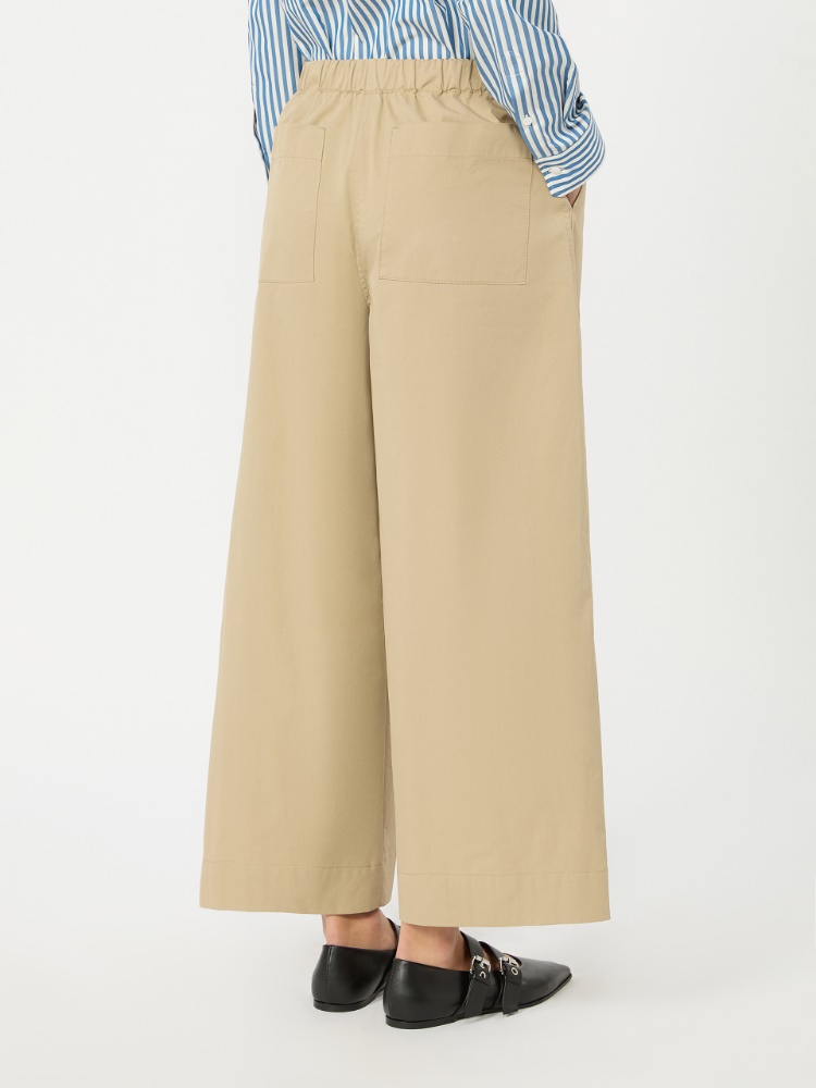 Flared cotton gabardine trousers - BEIGE - 3