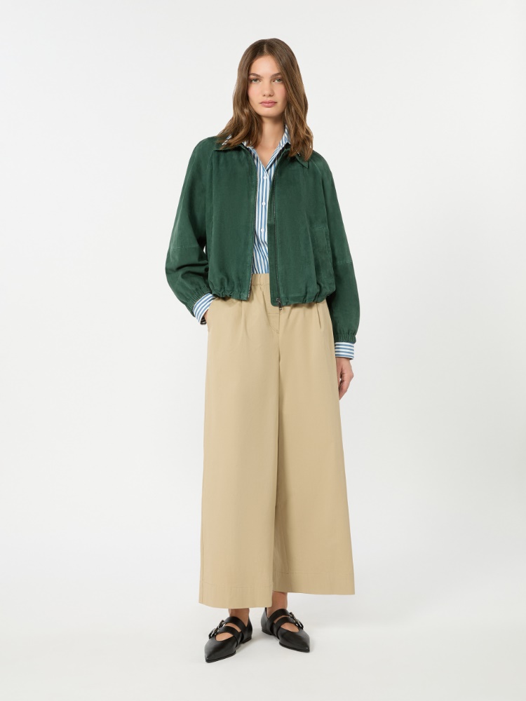 Flared cotton gabardine trousers - BEIGE - 1