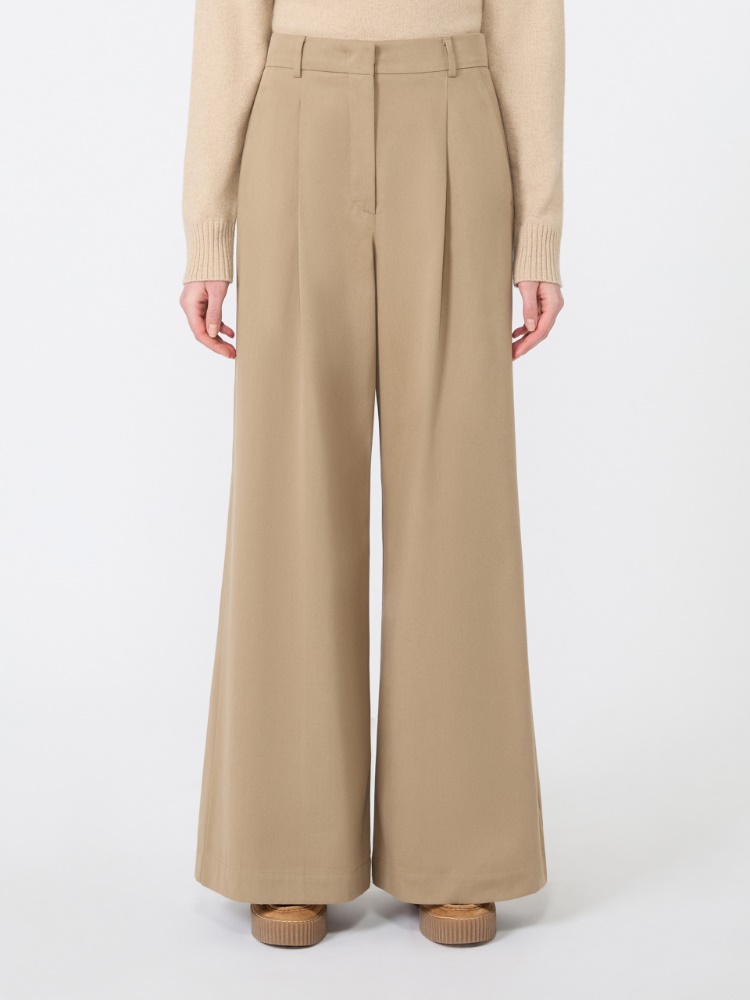 Szerokie spodnie z bawełnianego drelichu - BEŻOWY - Max Mara - 2