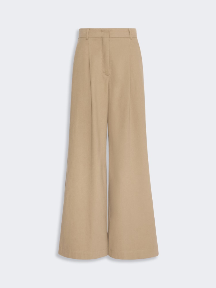 Szerokie spodnie z bawełnianego drelichu - BEŻOWY - Max Mara - 4